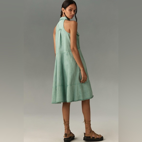 NWT Anthropologie Pilcro Sleeveless Halter Swing Midi Dress in Green, size XL - Picture 4 of 13